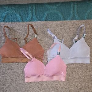 Tommy John Luxe Rib Bralettes - Blue, Purple, Brown XS